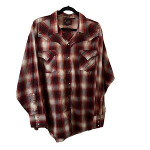 Vintage Plains Western Wear Pearl Snap Western Shirt Mens Size 2X Red Plaid